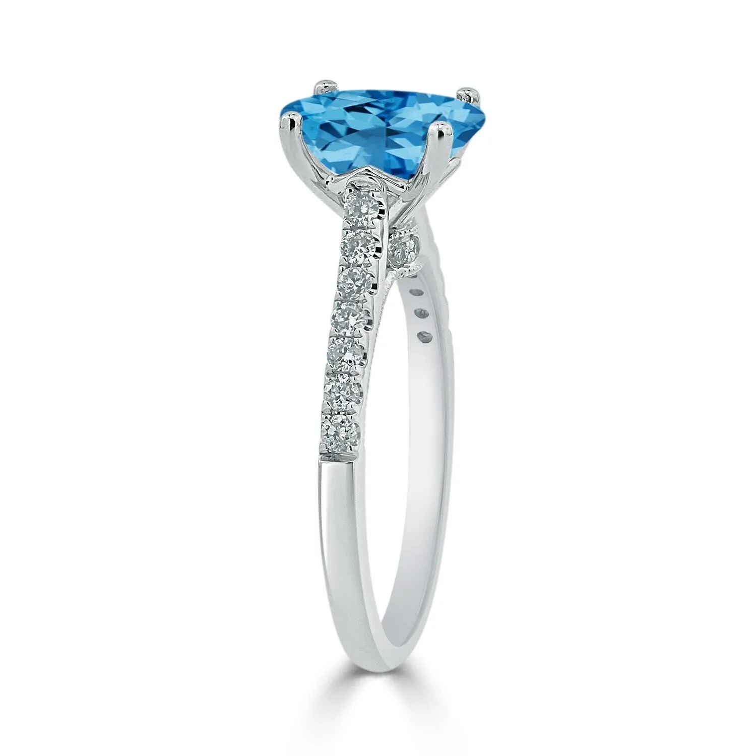 Auriya 1 1/2ct Fancy Oval Swiss Blue Topaz and Diamond Engagement Ring 1/4ctw 14k Gold sold by Zulily product image thumbnail 4