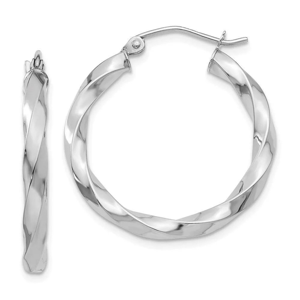 Curata 14k White Gold Polished 26x 3mm Twisted Hoop Earrings sold by Zulily