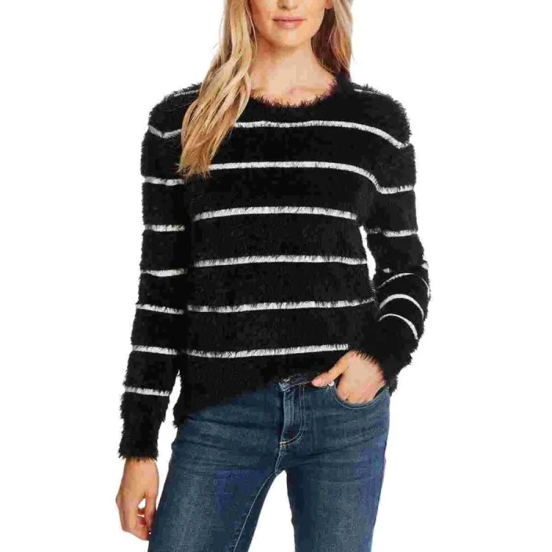 CeCe Women's Stripe Eyelash Sweater Black Size Small sold by Zulily
