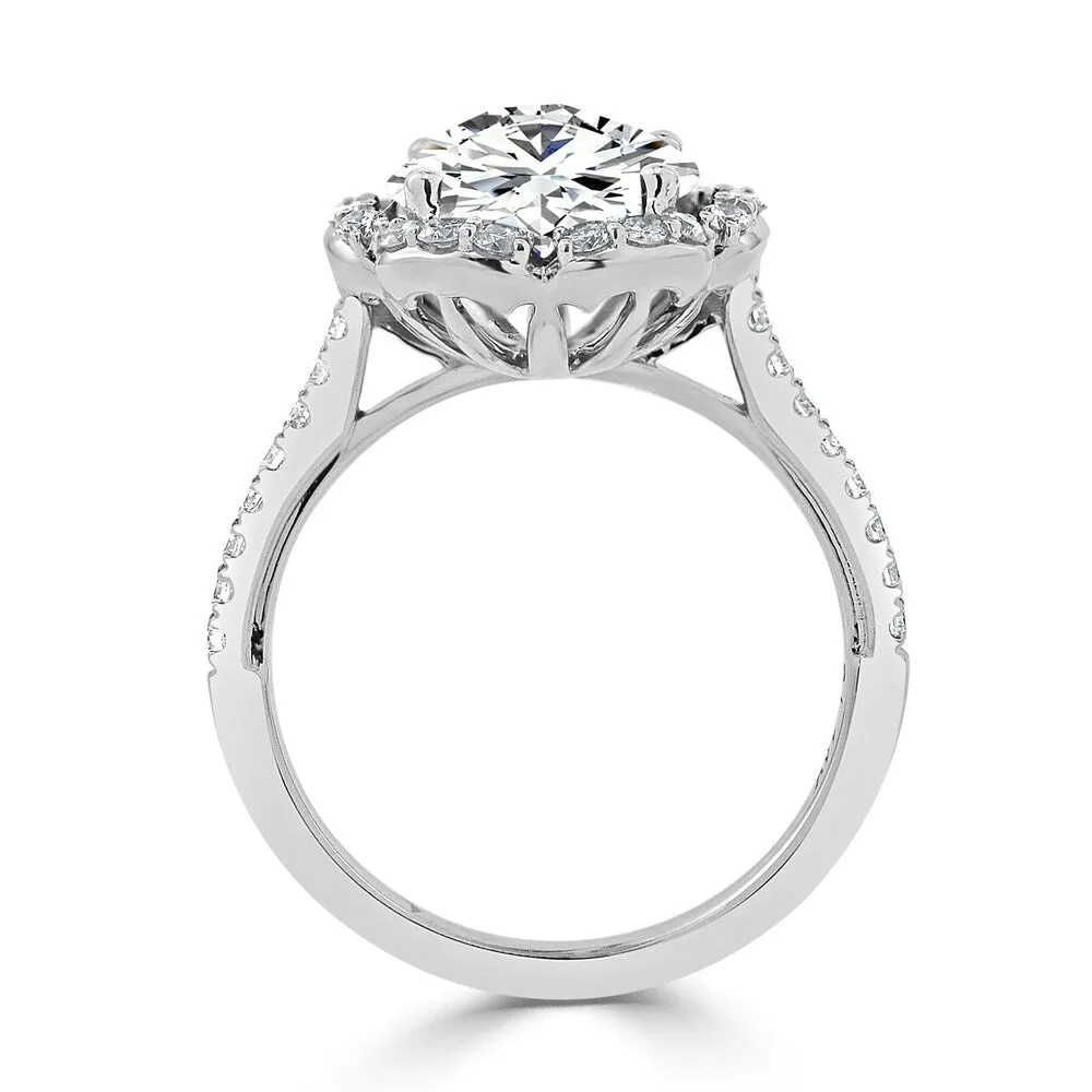 Round 2ct Moissanite and 3/8ct TDW Diamond Halo Engagement Ring sold by Zulily product image thumbnail 4
