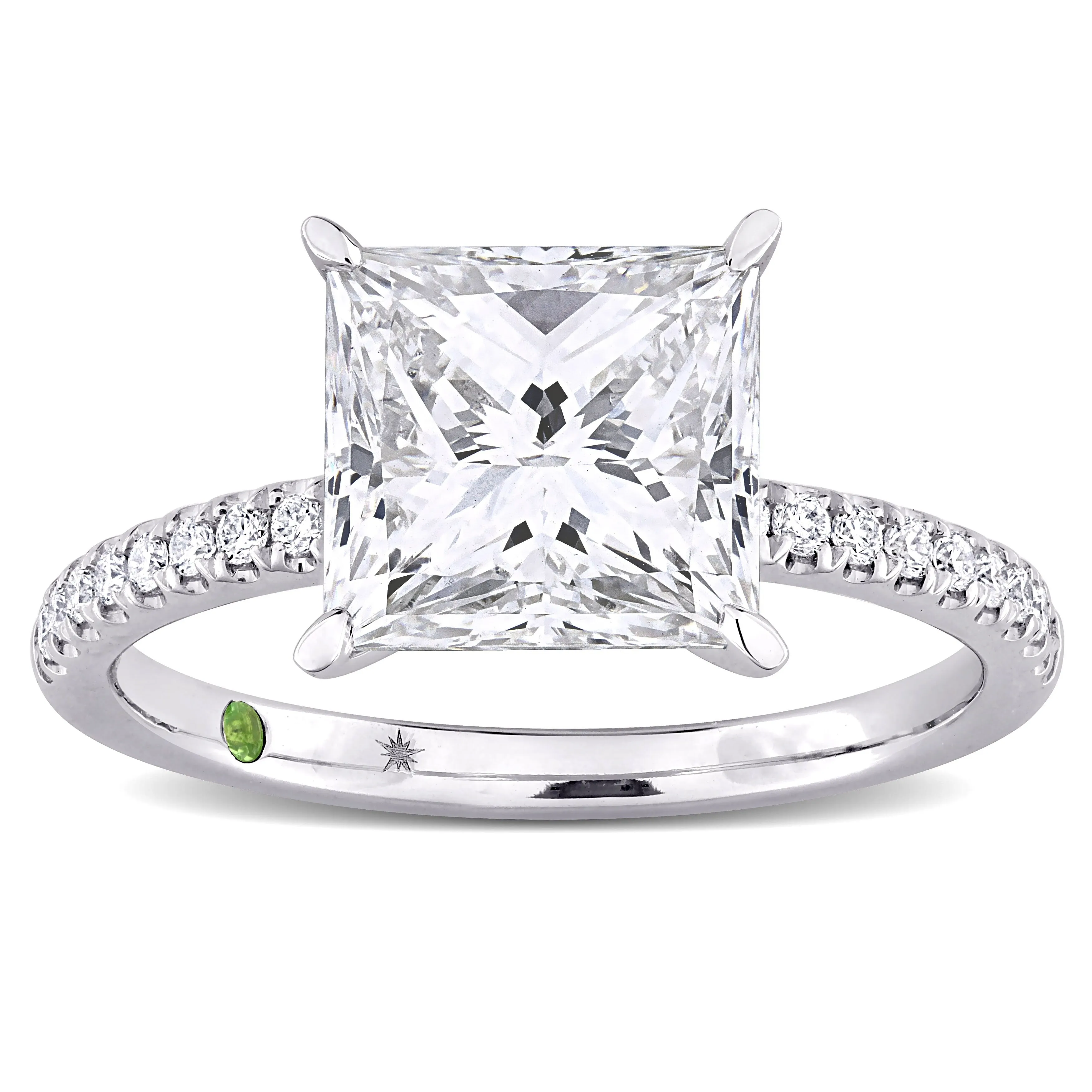 Created Forever 3 1/6ct TDW Princess-Cut Lab-Grown Diamond and Tsavorite Accent Engagement Ring in 14k White Gold sold by Zulily product image thumbnail 2