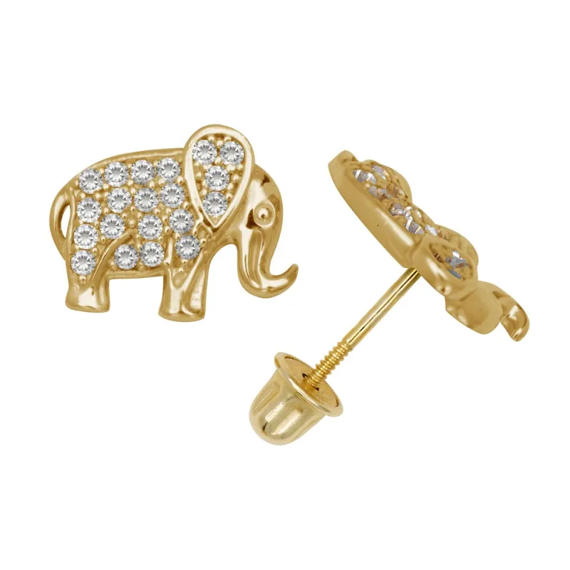 Curata 14k Gold Small Round Cubic Zirconia Elephant Stud Screw-back Earrings sold by Zulily