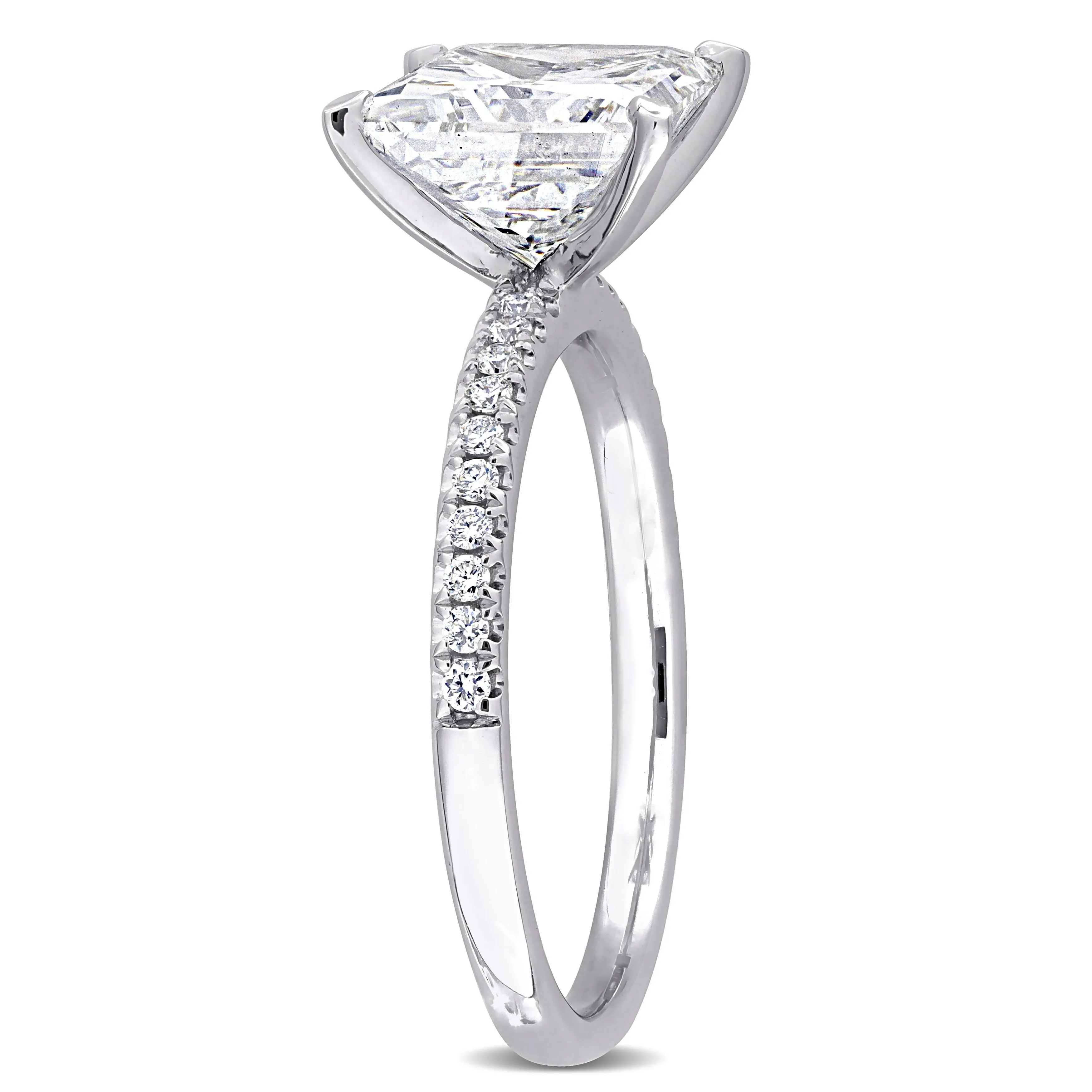 Created Forever 3 1/6ct TDW Princess-Cut Lab-Grown Diamond and Tsavorite Accent Engagement Ring in 14k White Gold sold by Zulily product image thumbnail 3