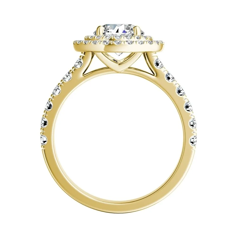 Auriya 14k Gold 3ct Round Moissanite and 3/4ctw Double Halo Diamond Engagement Ring sold by Zulily product image thumbnail 5