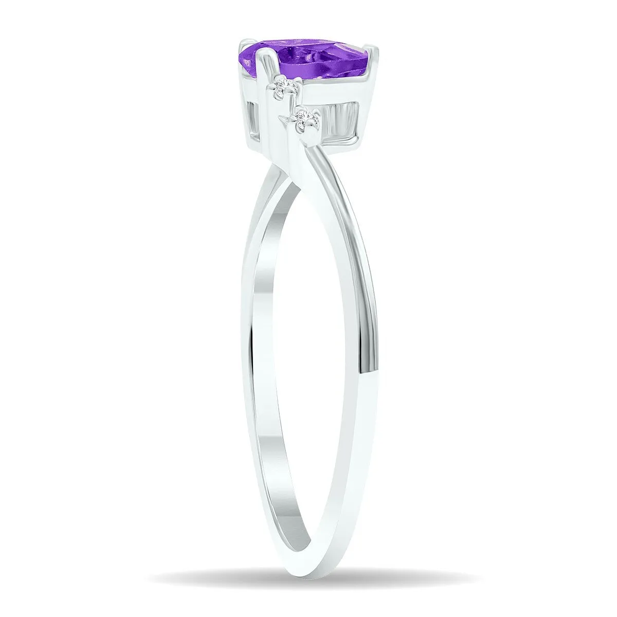 Women's Amethyst and Diamond Wave Ring in 10K White Gold sold by Zulily product image thumbnail 2