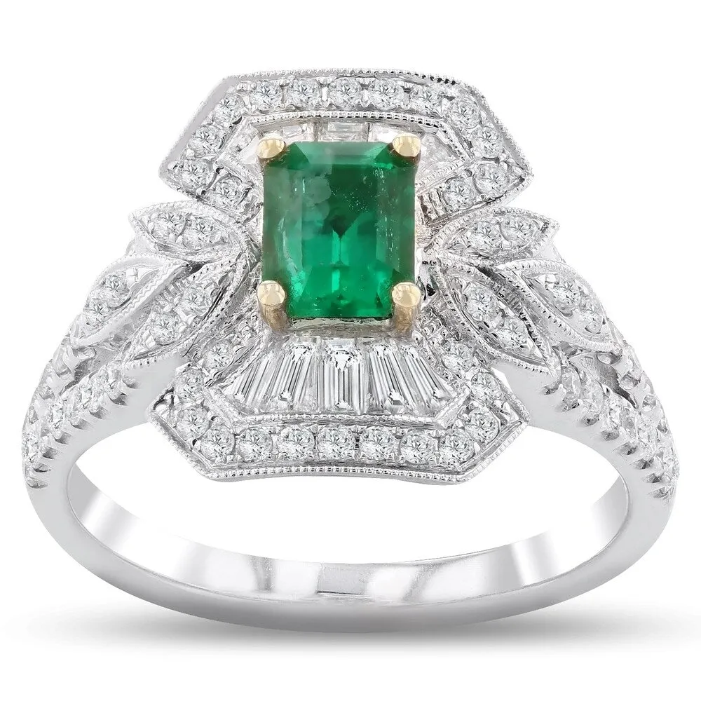 Auriya 18k White Gold 5/8ct Emerald and 3/4ct TDW Diamond Ring sold by Zulily