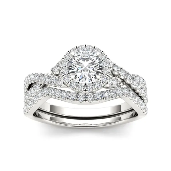 De Couer 14k White Gold 1ct TDW Diamond Twist Shank Engagement Ring Set sold by Zulily