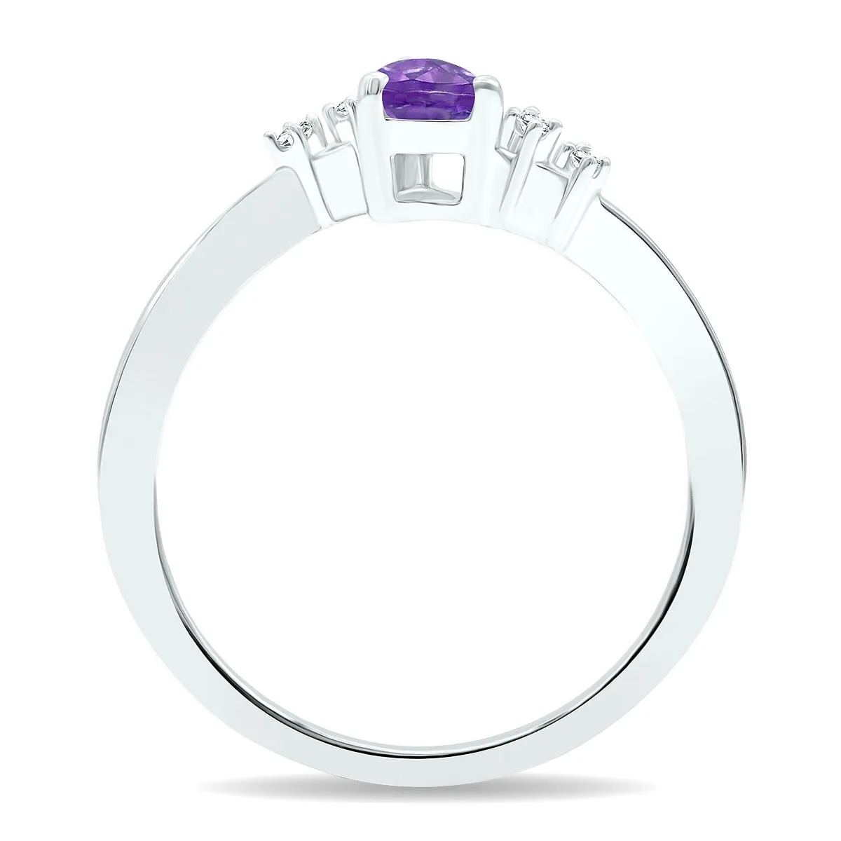 Women's Amethyst and Diamond Wave Ring in 10K White Gold sold by Zulily product image thumbnail 3
