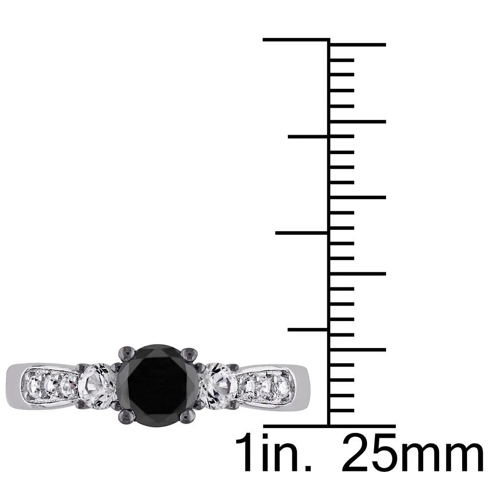 Miadora Sterling Silver 3/ 4ct TDW Black Diamond and White Sapphire Engagement Ring sold by Zulily product image thumbnail 3