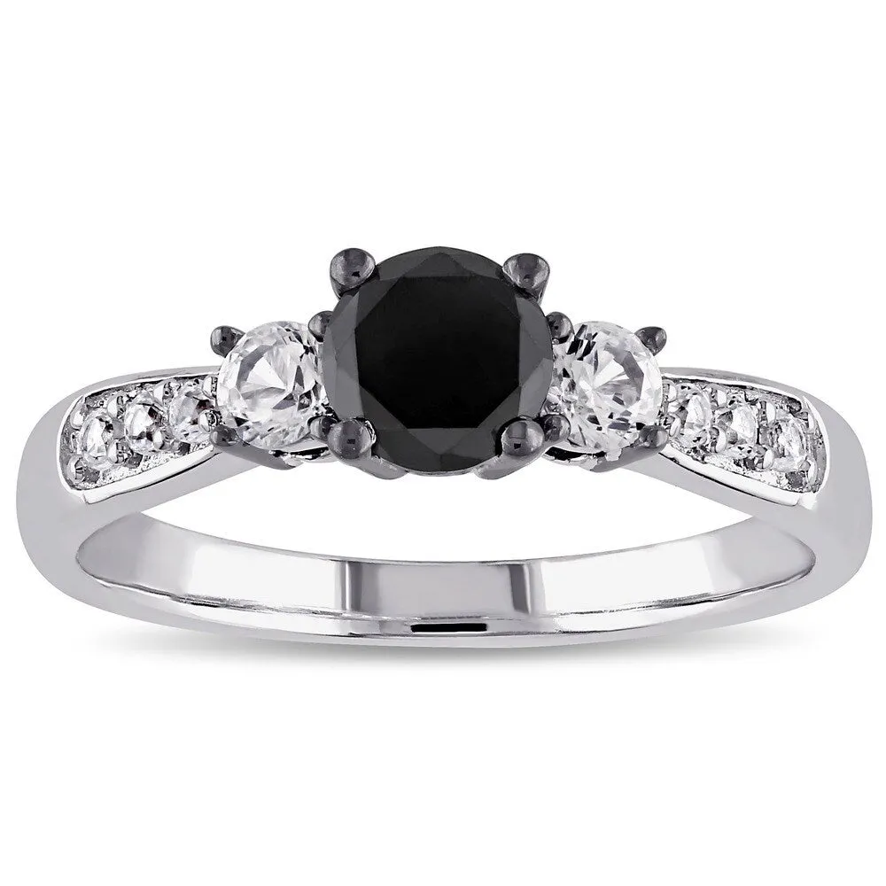 Miadora Sterling Silver 3/ 4ct TDW Black Diamond and White Sapphire Engagement Ring sold by Zulily