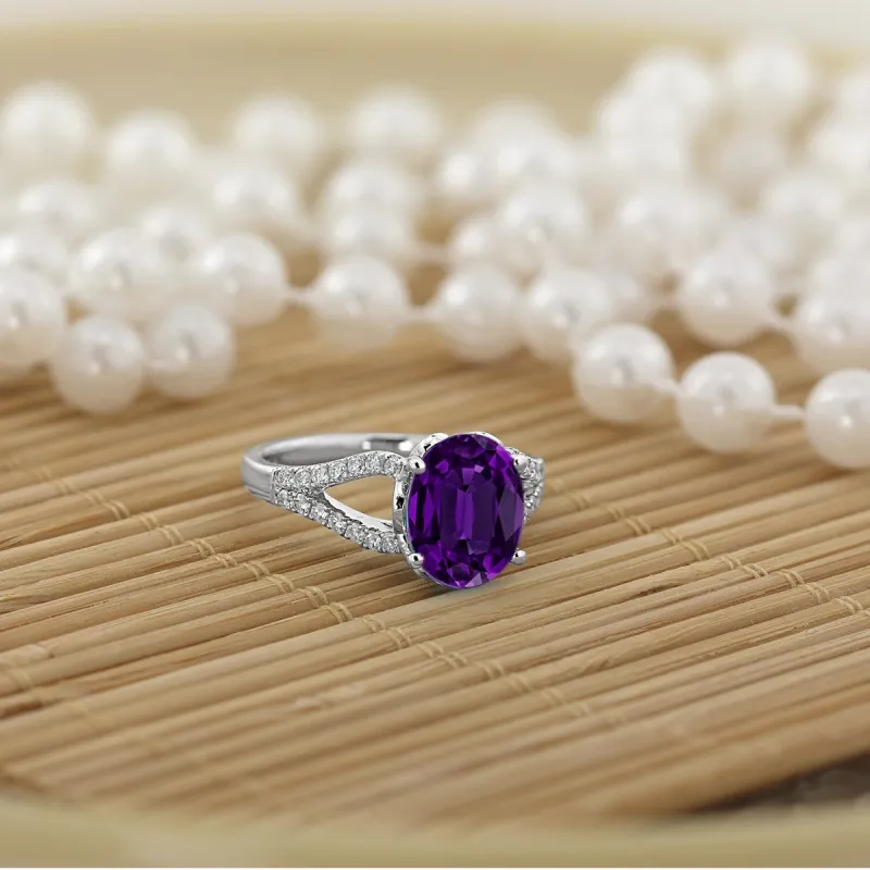 Auriya 2ct Fancy Oval Purple Amethyst and Diamond Engagement Ring 1/3cttw 14k Gold sold by Zulily