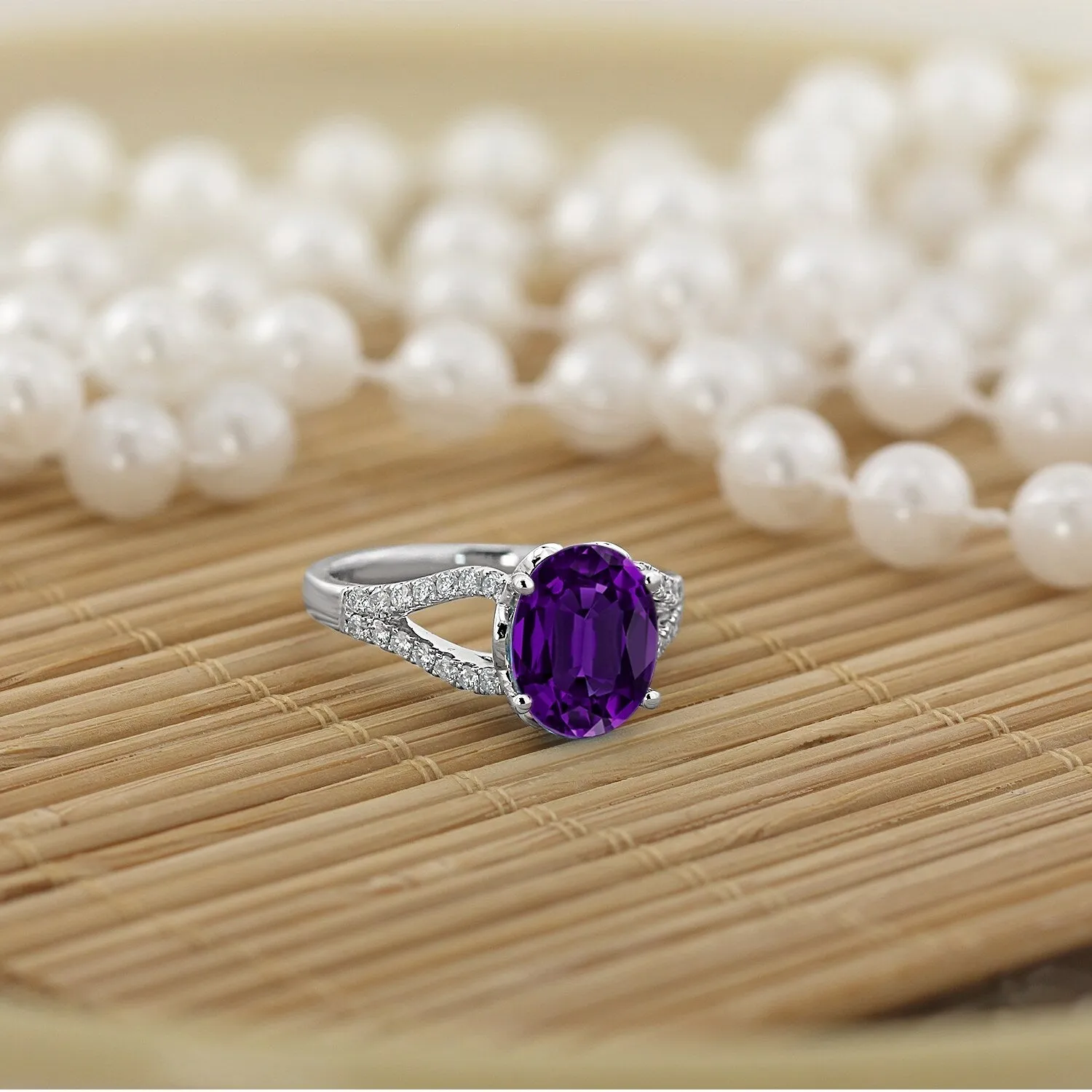 Auriya 2ct Fancy Oval Purple Amethyst and Diamond Engagement Ring 1/3cttw 14k Gold sold by Zulily