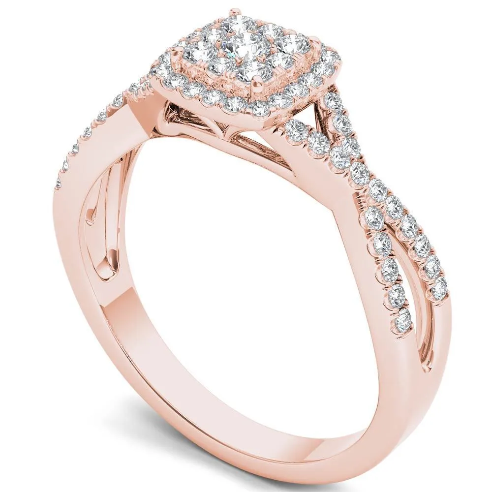 De Couer 10k Gold 2/5ct TDW Diamond Halo Split Shank Engagement Ring sold by Zulily product image thumbnail 3