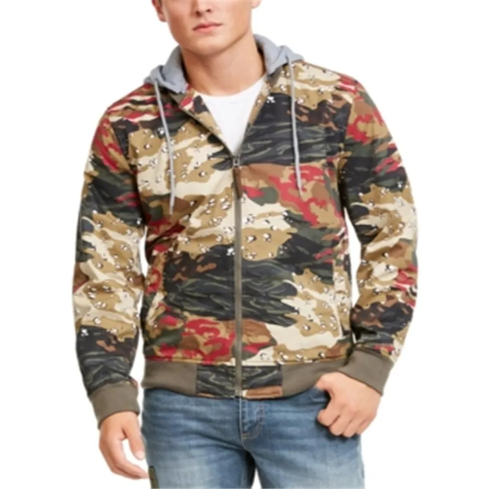 American Rag Men's Jacket Full Zip Bomber Camo Hoodie Brown Size Small sold by Zulily