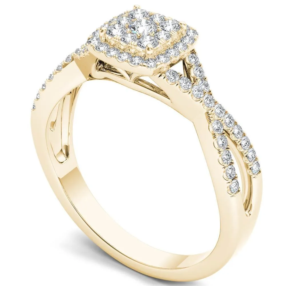 De Couer 10k Gold 2/5ct TDW Diamond Halo Split Shank Engagement Ring sold by Zulily