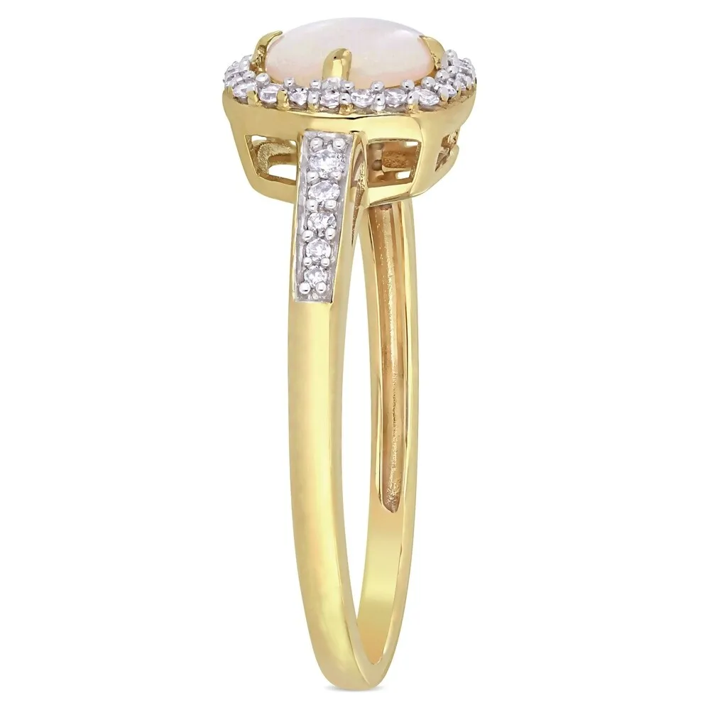 Miadora 10k Yellow Gold Opal and 1/3ct TDW Diamond Floating Halo Jewelry Set sold by Zulily product image thumbnail 2