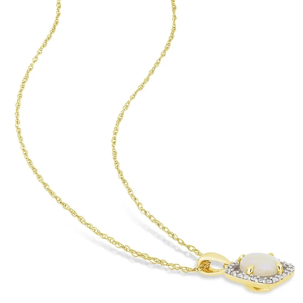 Miadora 10k Yellow Gold Opal and 1/3ct TDW Diamond Floating Halo Jewelry Set sold by Zulily product image thumbnail 3