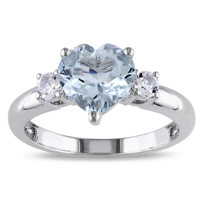 Miadora Sterling Silver Aquamarie and Created White Sapphire Heart Ring sold by Zulily