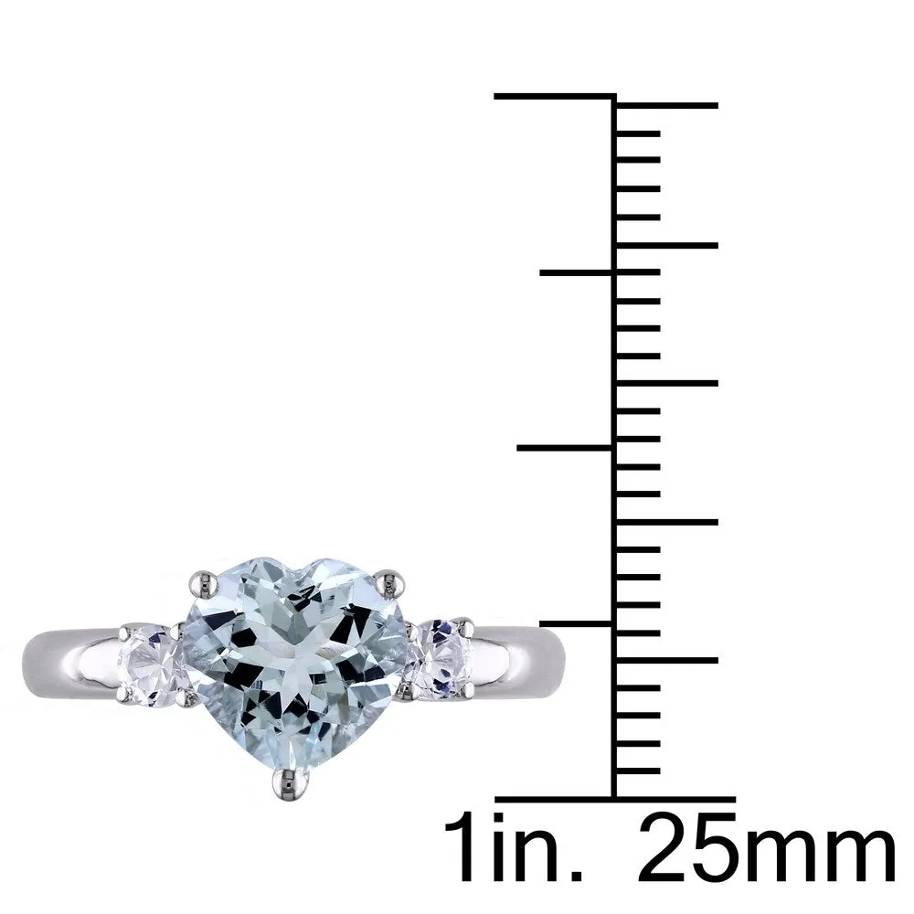Miadora Sterling Silver Aquamarie and Created White Sapphire Heart Ring sold by Zulily product image thumbnail 3