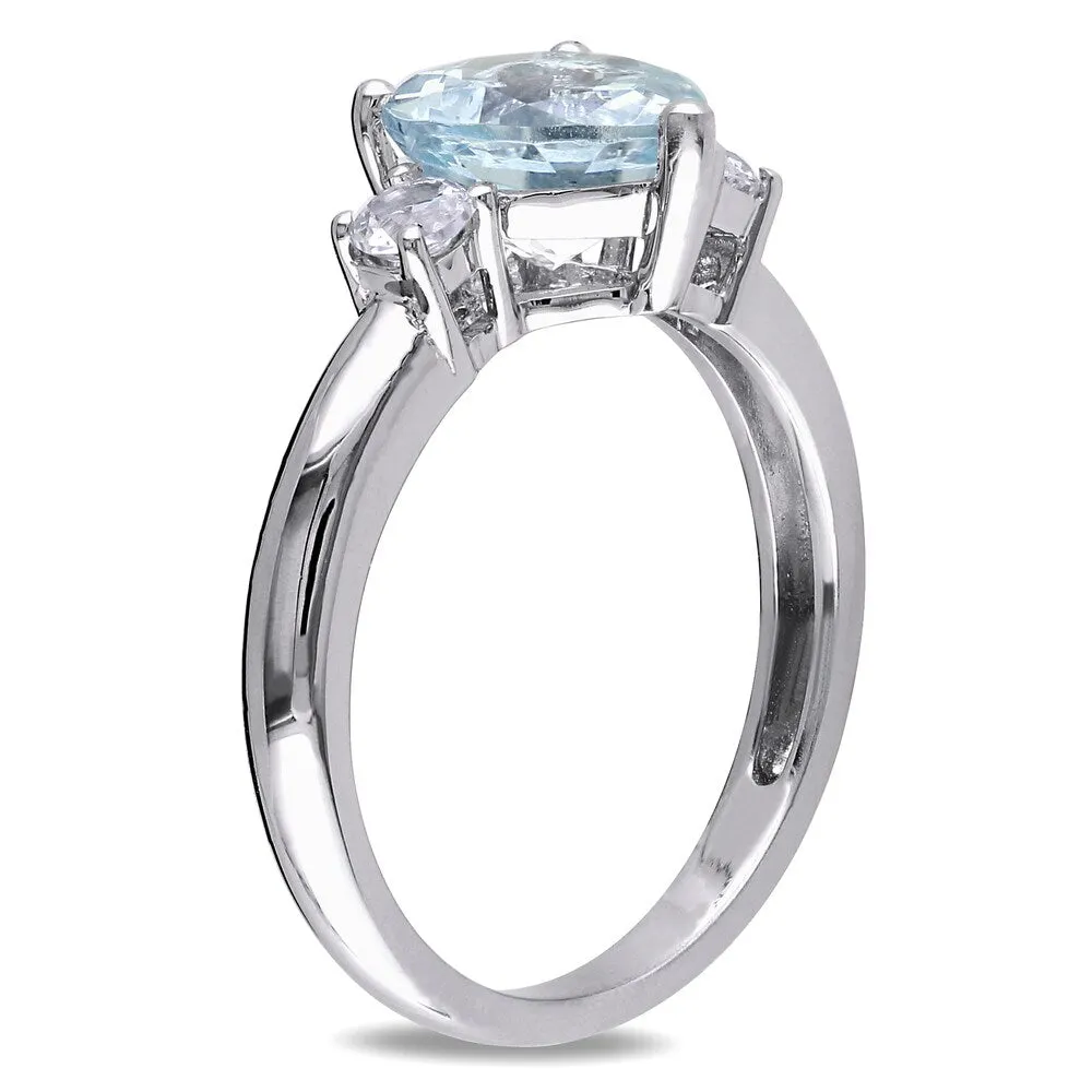 Miadora Sterling Silver Aquamarie and Created White Sapphire Heart Ring sold by Zulily product image thumbnail 2