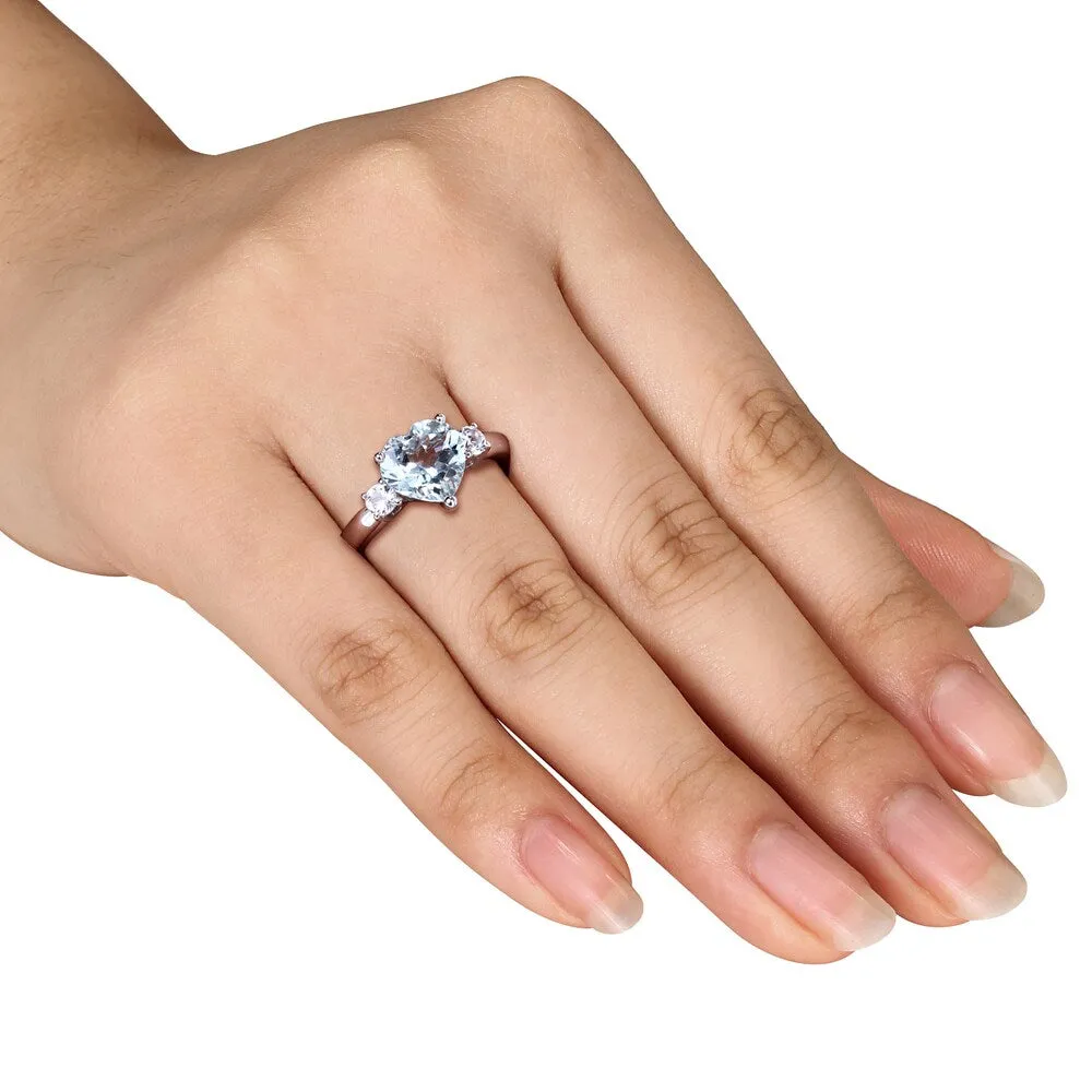 Miadora Sterling Silver Aquamarie and Created White Sapphire Heart Ring sold by Zulily product image thumbnail 4