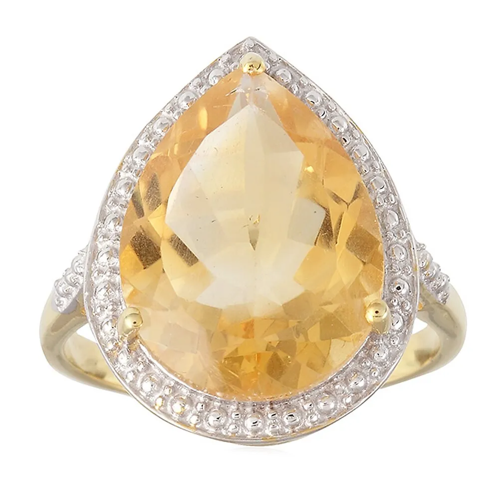 18KT Yellow Gold Over Sterling Silver 6.78cttw Citrine Tear Drop Solitaire Ring sold by Zulily product image thumbnail 5