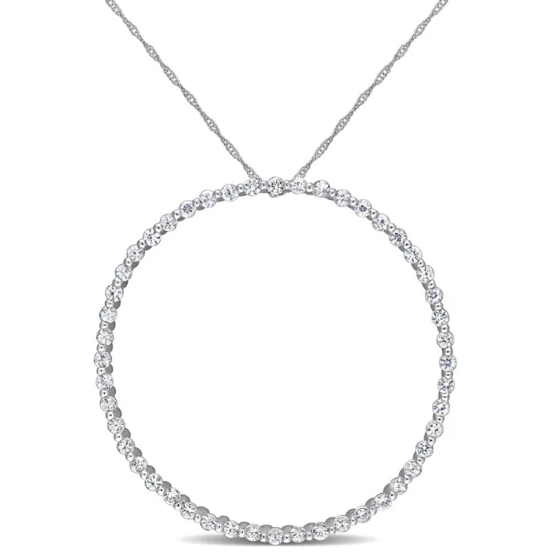 Miadora 10k White Gold White Sapphire Circle of Life Necklace sold by Zulily