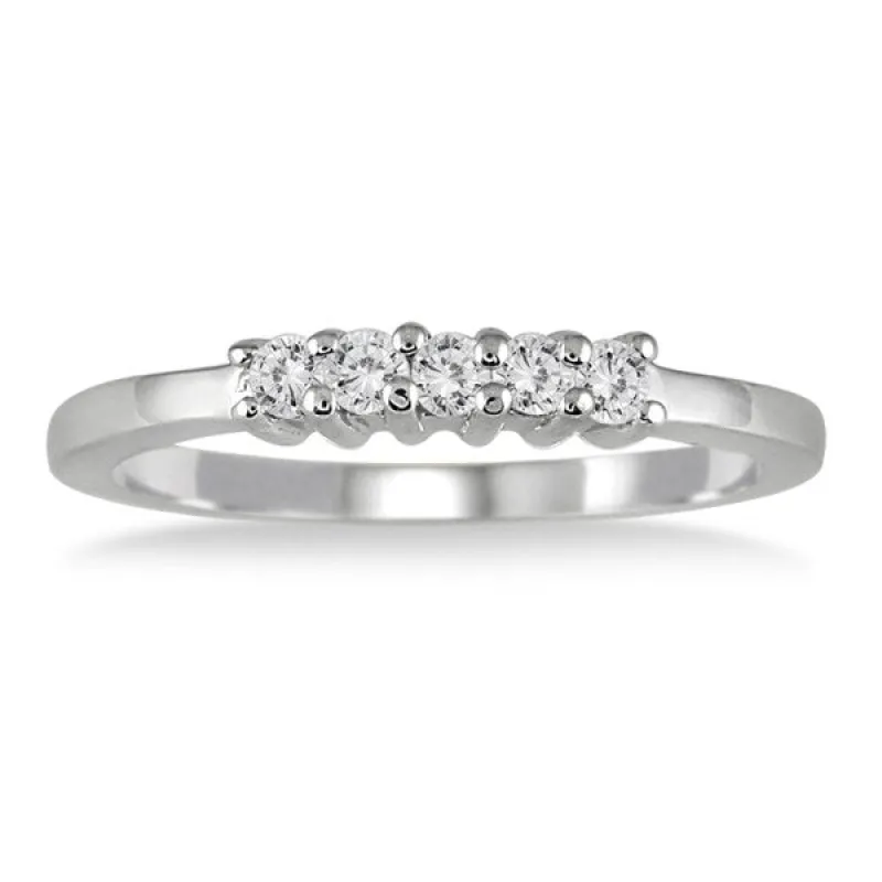1/4 Carat TW 5 Stone Diamond Wedding Band in 10K White Gold sold by Zulily
