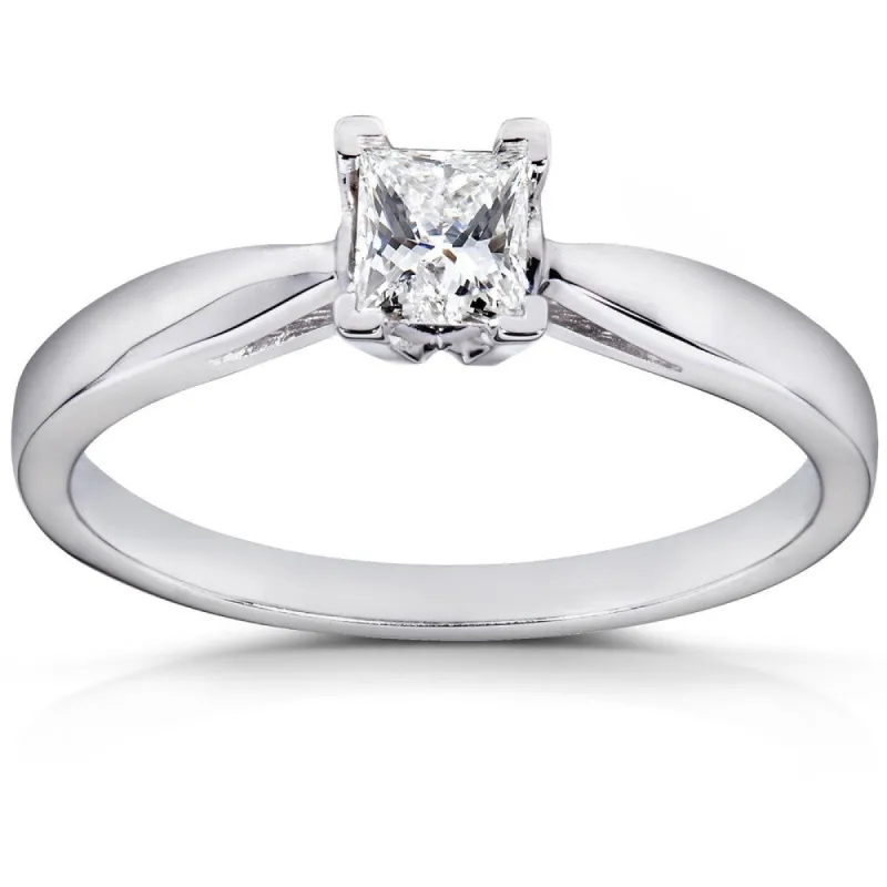 Annello by Kobelli 14k White Gold 1/ 4ct TDW Diamond Taper Shank Solitaire Ring sold by Zulily