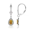 Curata Solid 14k White Gold Birthstone Beaded Pear-shaped Cubic Zirconia Halo Dangle Leverback Earrings (6mm x 25mm) sold by Zulily