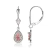 Curata Solid 14k White Gold Birthstone Beaded Pear-shaped Cubic Zirconia Halo Dangle Leverback Earrings (6mm x 25mm) sold by Zulily
