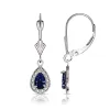 Curata Solid 14k White Gold Birthstone Beaded Pear-shaped Cubic Zirconia Halo Dangle Leverback Earrings (6mm x 25mm) sold by Zulily