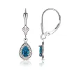 Curata Solid 14k White Gold Birthstone Beaded Pear-shaped Cubic Zirconia Halo Dangle Leverback Earrings (6mm x 25mm) sold by Zulily