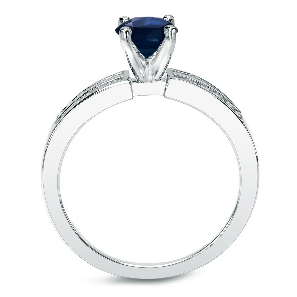 Auriya Platinum 3/5ct Round Blue Sapphire and 2/5ct TDW Diamond Engagement Ring Set sold by Zulily product image thumbnail 3