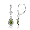 Curata Solid 14k White Gold Birthstone Beaded Pear-shaped Cubic Zirconia Halo Dangle Leverback Earrings (6mm x 25mm) sold by Zulily
