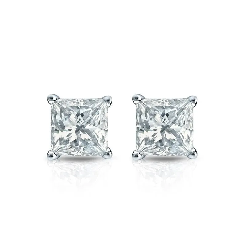 Auriya 18-karat Gold Lab Grown 0.62 carat TDW Princess Diamond Stud Earrings 4-Prong Basket Push-back sold by Zulily product image thumbnail 2