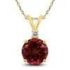 14K Yellow Gold 5MM Round Garnet and Diamond Pendant sold by Zulily
