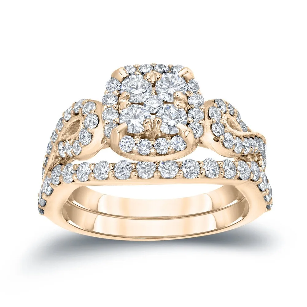 14k Gold 1 1/2ct TDW Vintage Infinity Inspired Diamond Halo Engagement Ring Set by Auriya sold by Zulily product image thumbnail 5