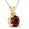 14K Yellow Gold 5MM Round Garnet and Diamond Pendant sold by Zulily