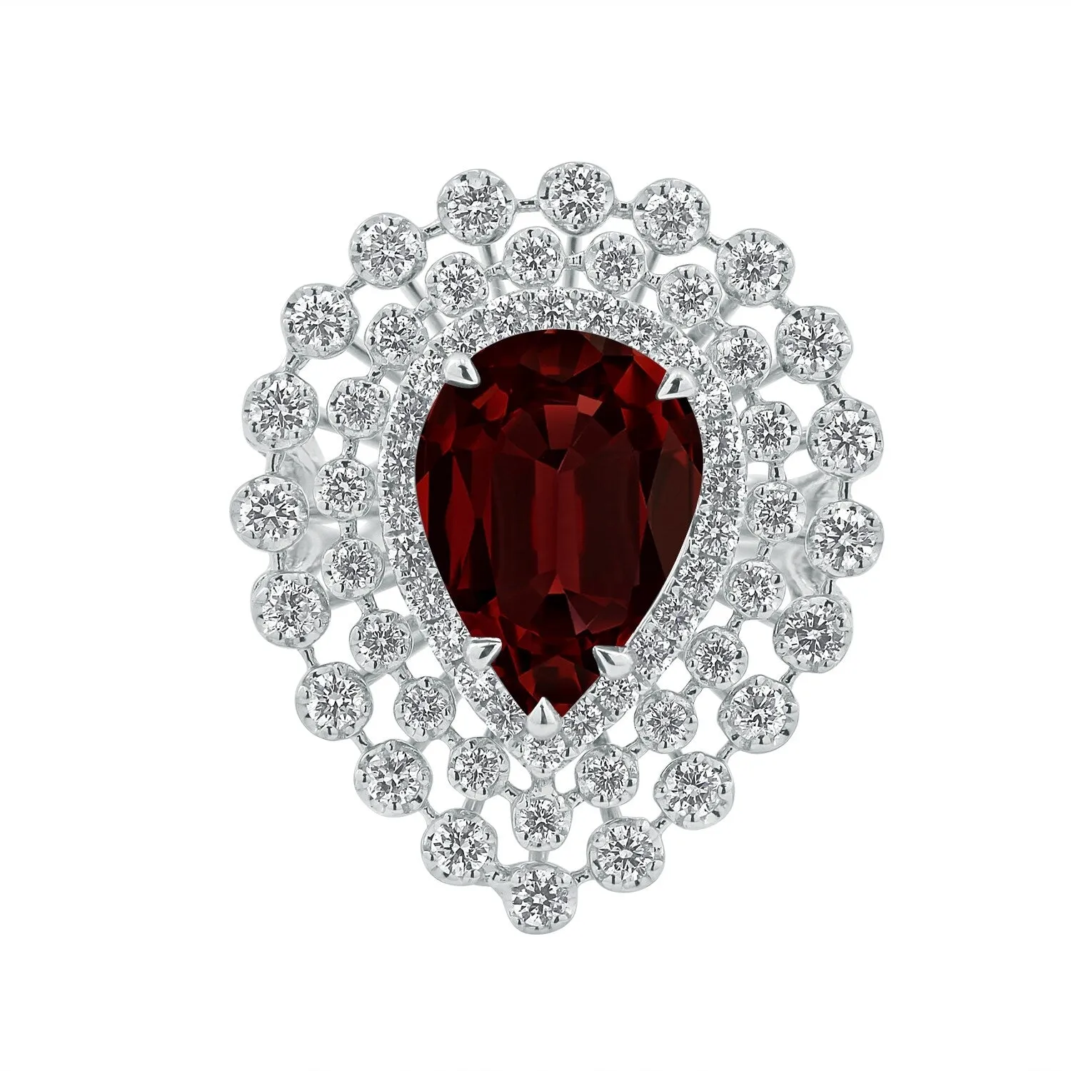 Auriya 5 7/8ct Pear-cut Red Garnet and Halo Diamond Ring 1 1/2cttw 18K Gold sold by Zulily product image thumbnail 2