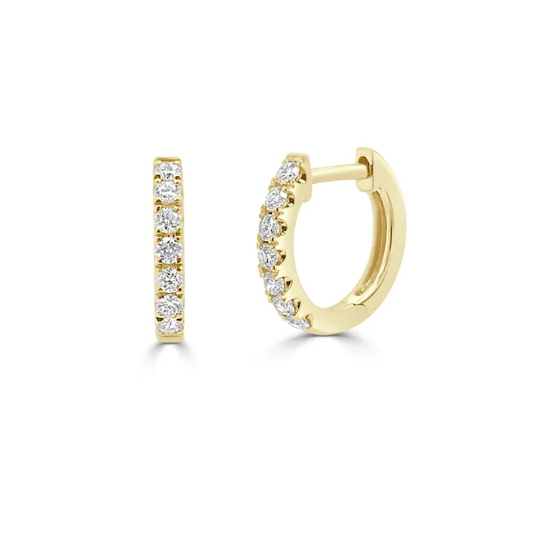 Joelle Diamond Huggie Earring For Her - 14k Gold Earrings 1/5 CTTW U-Shaped Hoops With Certified Diamonds 1/2 Inch Gifts for Her sold by Zulily