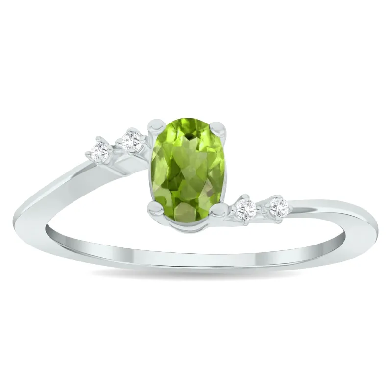Women's Peridot and Diamond Tierra Ring in 10K White Gold sold by Zulily