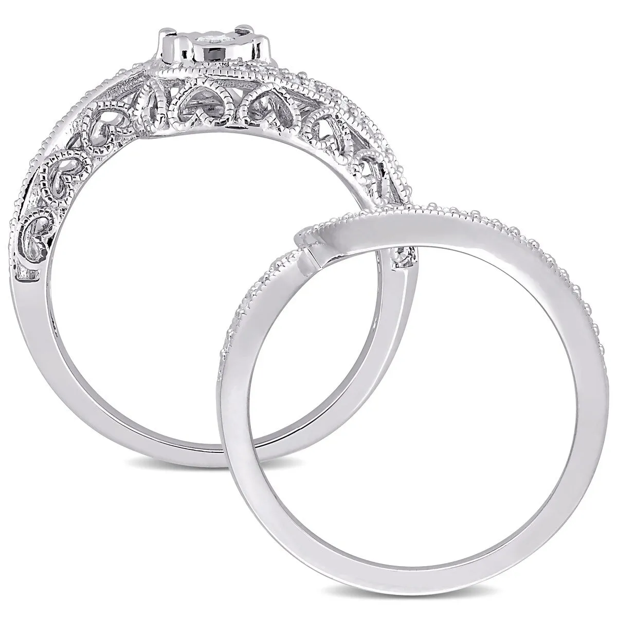 Miadora Sterling Silver 1/5ct TDW Diamond Bridal Ring Set sold by Zulily product image thumbnail 5