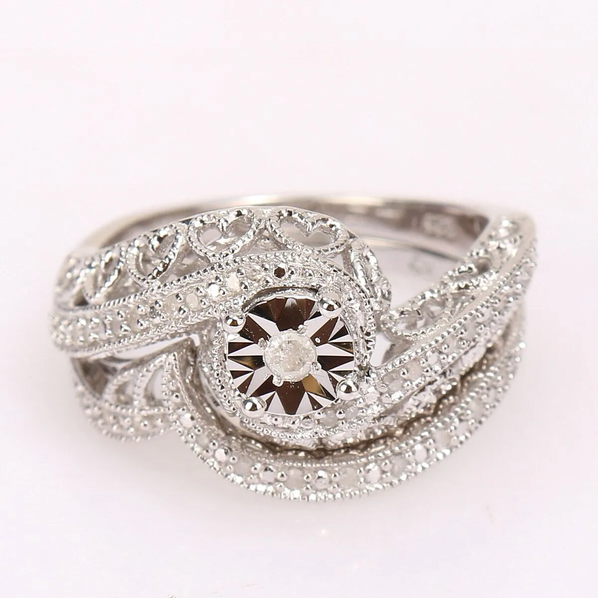 Miadora Sterling Silver 1/5ct TDW Diamond Bridal Ring Set sold by Zulily