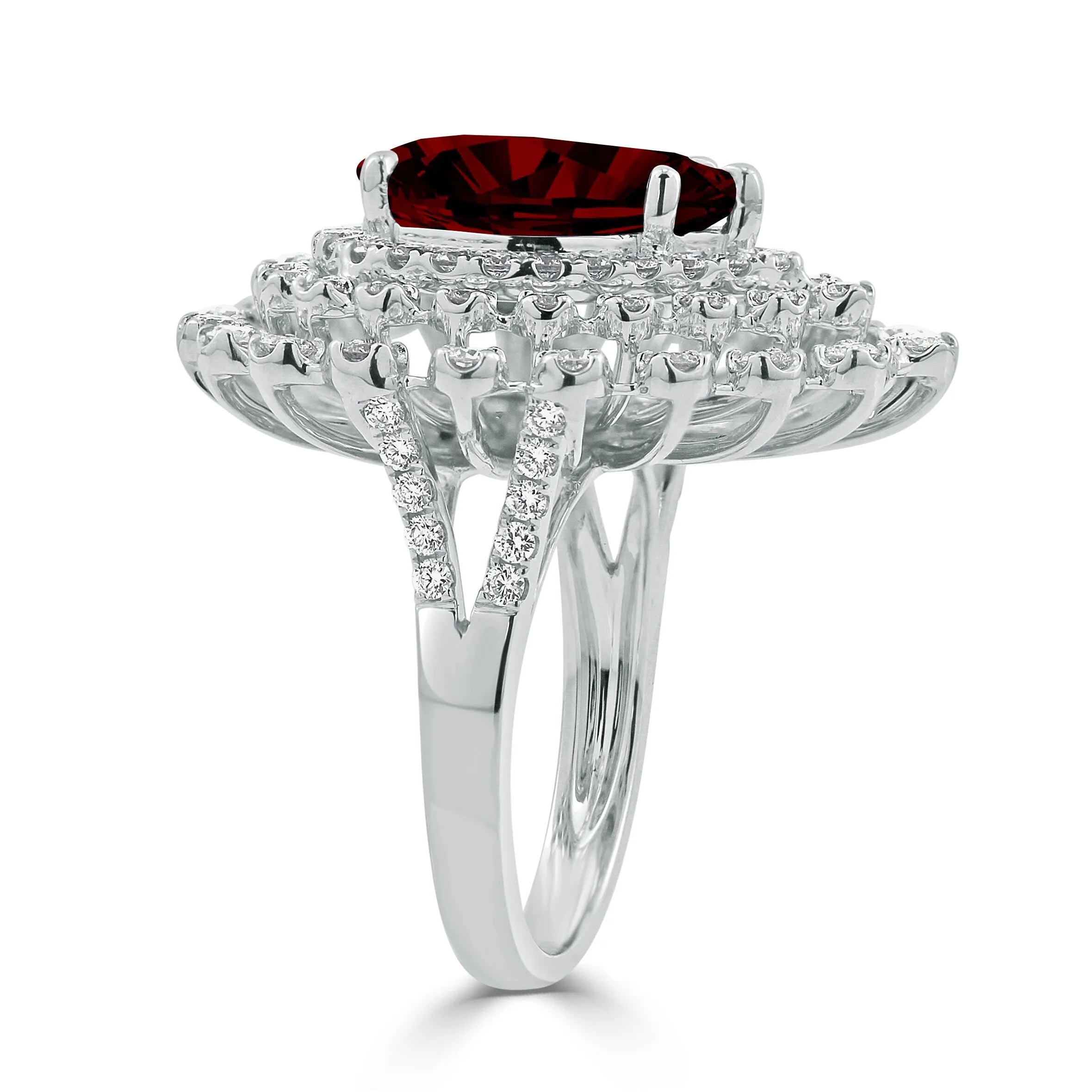 Auriya 5 7/8ct Pear-cut Red Garnet and Halo Diamond Ring 1 1/2cttw 18K Gold sold by Zulily product image thumbnail 3