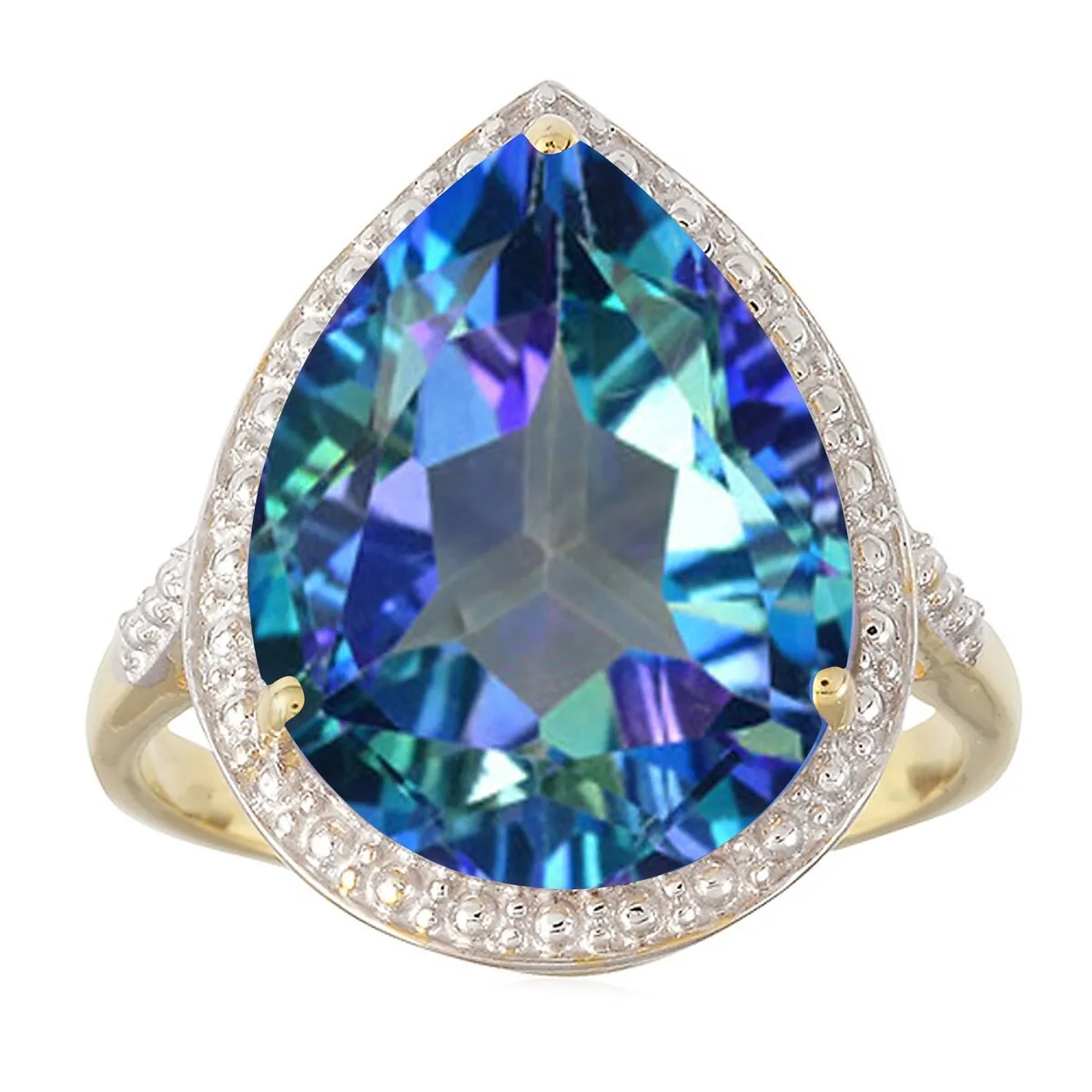 18K Gold-Plated Blue Topaz Sterling Silver Tear Drop Ring sold by Zulily product image thumbnail 2