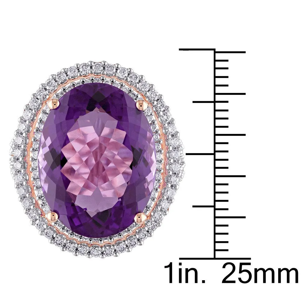 Miadora 14k Rose Gold Amethyst and 7/8ct TDW Diamond Ring (G-H, SI1-SI2) sold by Zulily product image thumbnail 3