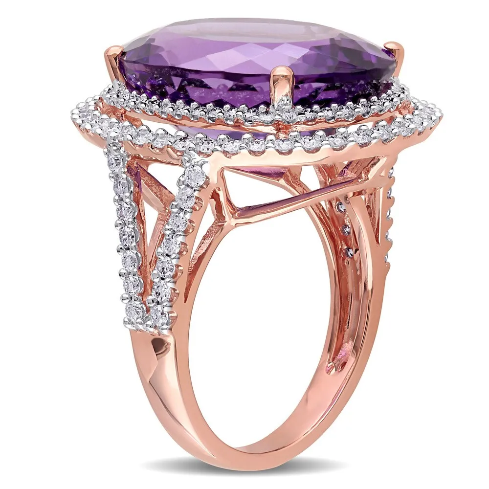 Miadora 14k Rose Gold Amethyst and 7/8ct TDW Diamond Ring (G-H, SI1-SI2) sold by Zulily product image thumbnail 2