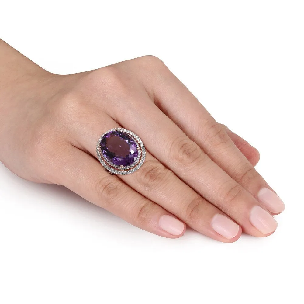 Miadora 14k Rose Gold Amethyst and 7/8ct TDW Diamond Ring (G-H, SI1-SI2) sold by Zulily product image thumbnail 4