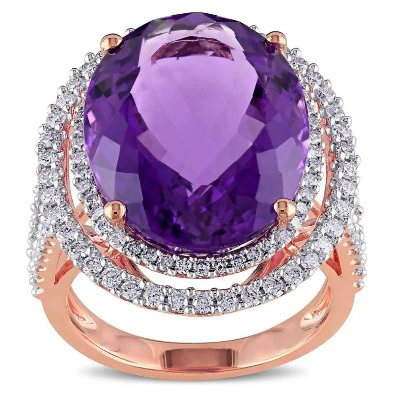 Miadora 14k Rose Gold Amethyst and 7/8ct TDW Diamond Ring (G-H, SI1-SI2) sold by Zulily